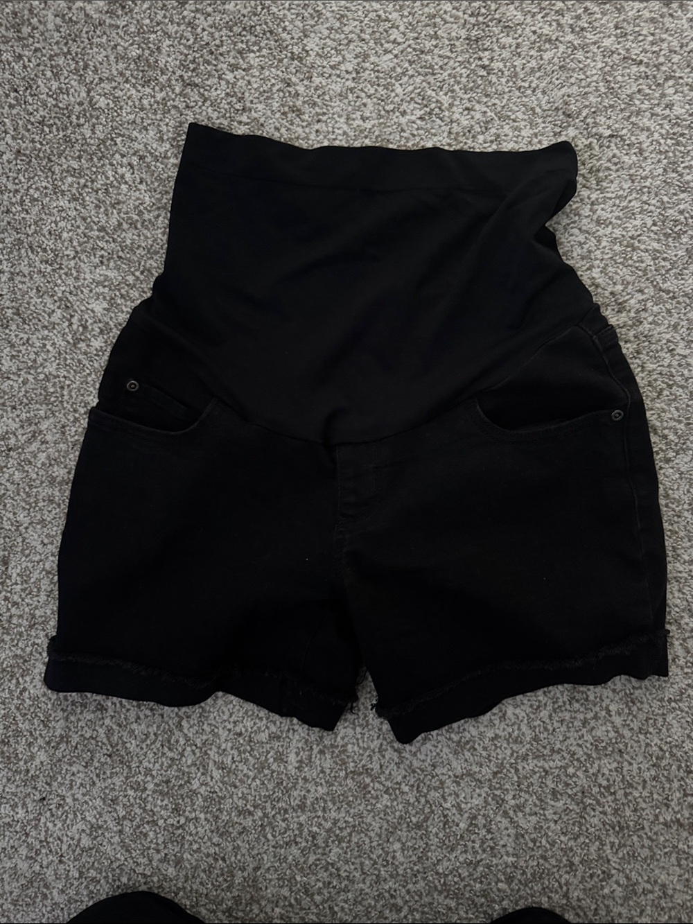 High-Waist Maternity Black Shorts
